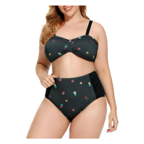 Plus Size Women Bikini Floral Printed Swimsuit beach wear - Picture 3 of 12